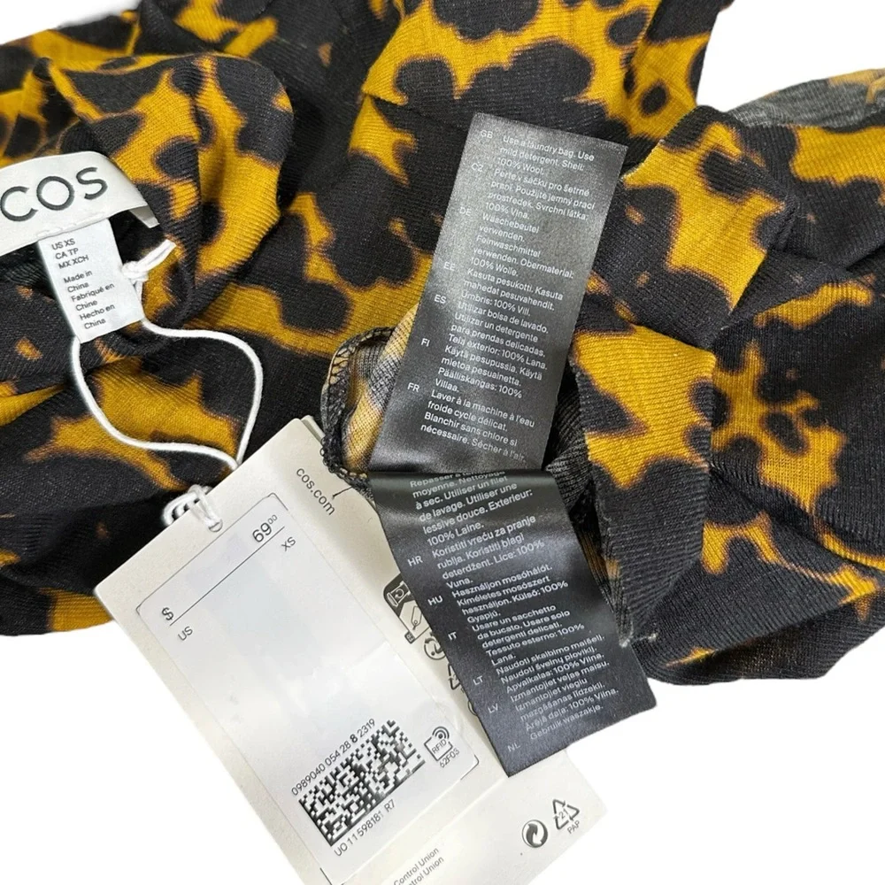 COS Merino Wool Turtleneck Top, Dark Yellow/Tortoiseshell, XS_5